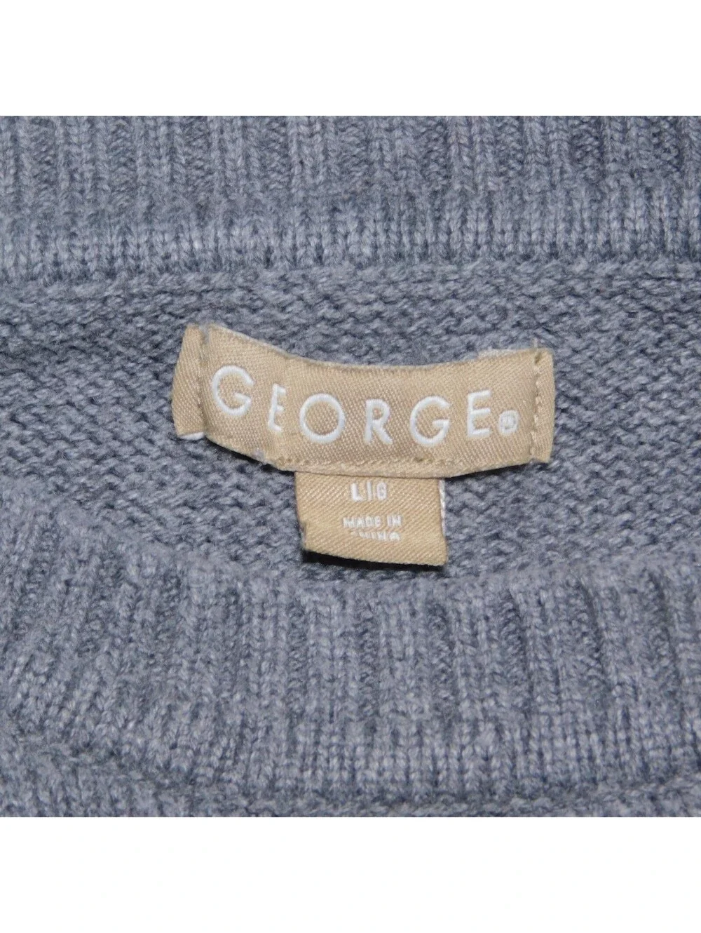 George Men's Gray Crew Neck Sweater Size Large Classic Knit Pullover